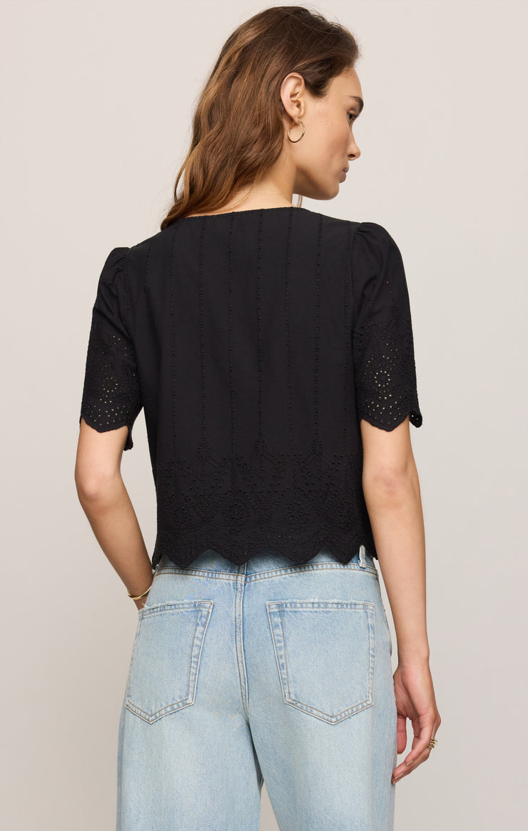 Tops Oceanside Embroidered Top Black