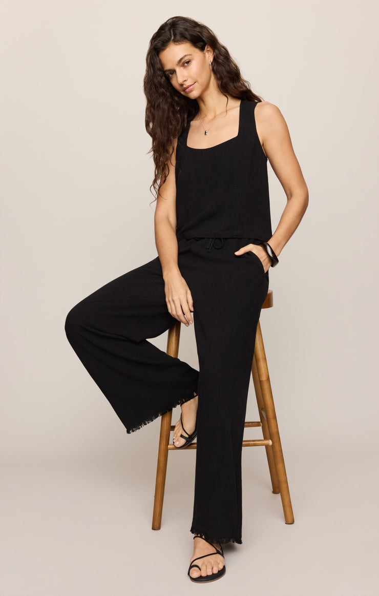 Tops Charli Cropped Linen Tank Black