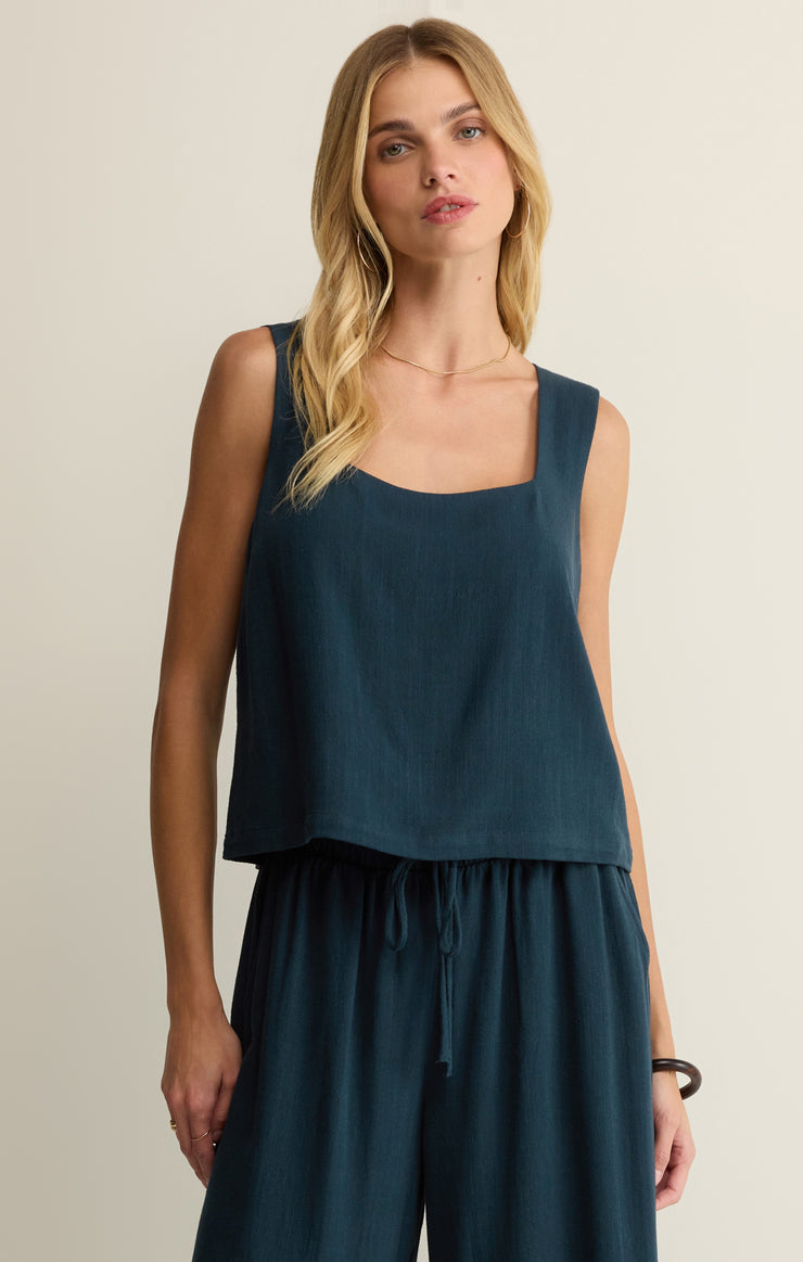 Tops Charli Cropped Linen Tank Eclipse