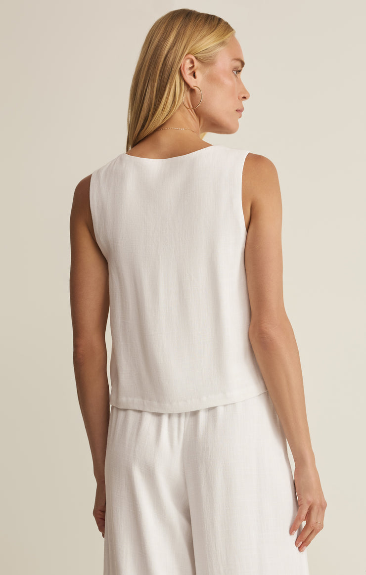 Tops Charli Cropped Linen Tank White