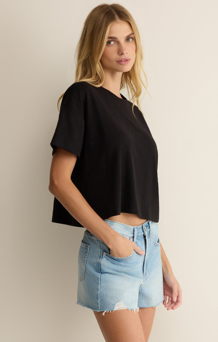 Tops Sway Textured Cropped Tee Black