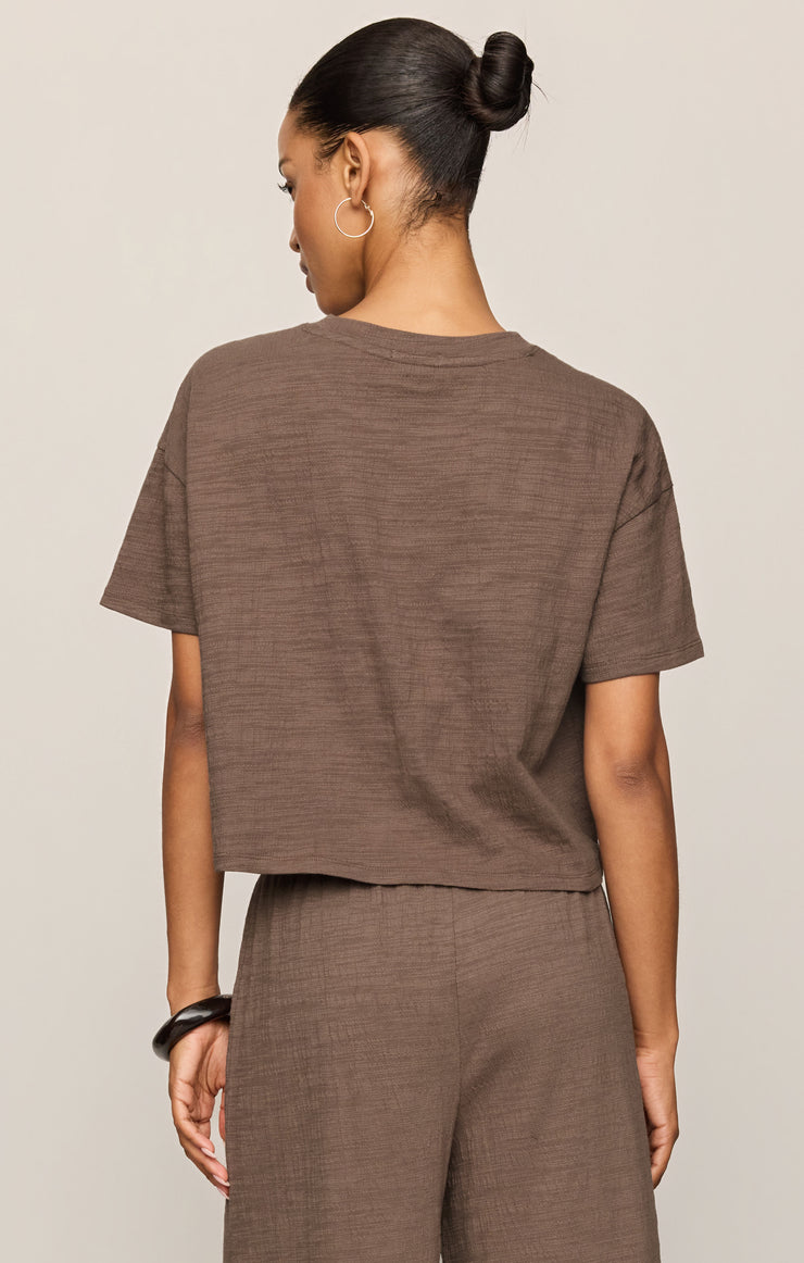 Tops Sway Textured Cropped Tee Cocoa Latte