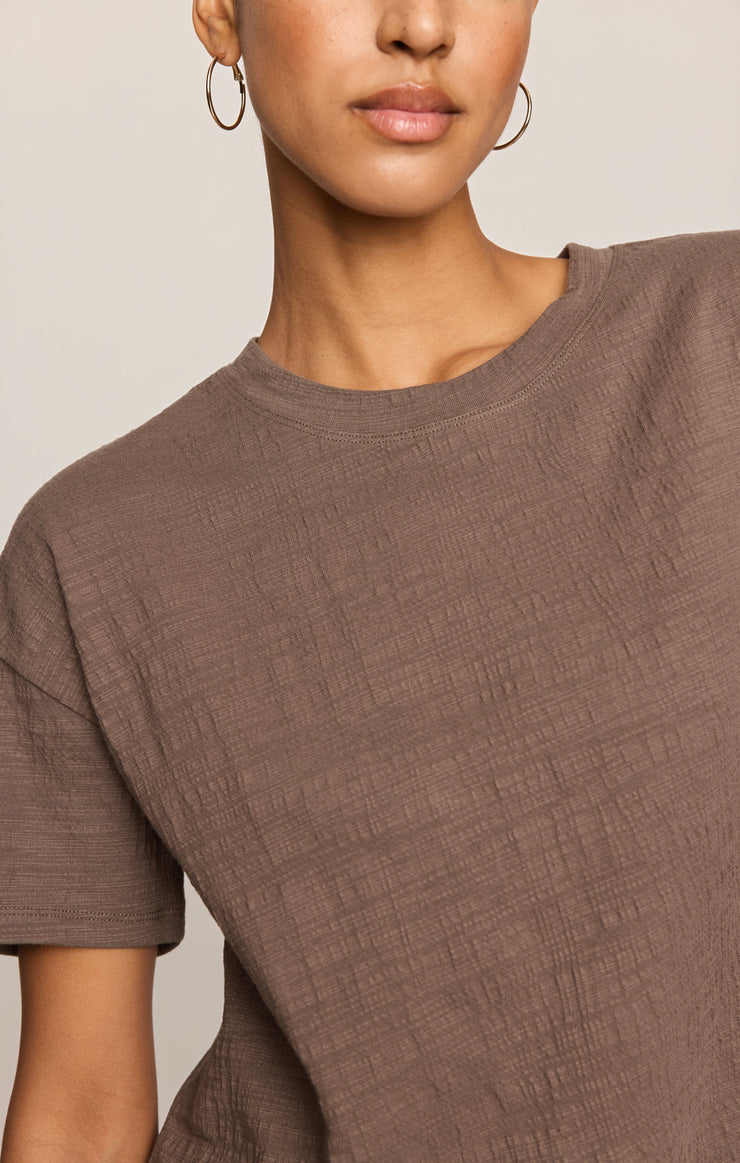 Tops Sway Textured Cropped Tee Cocoa Latte