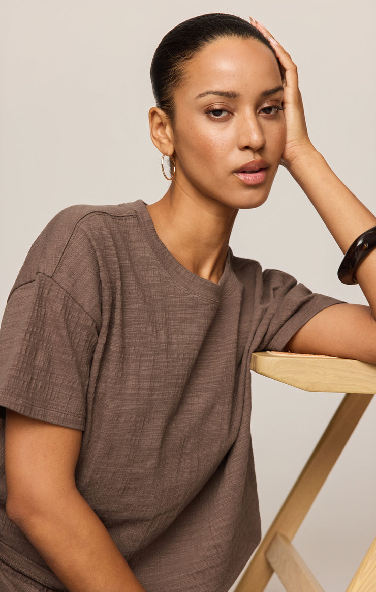Tops Sway Textured Cropped Tee Cocoa Latte