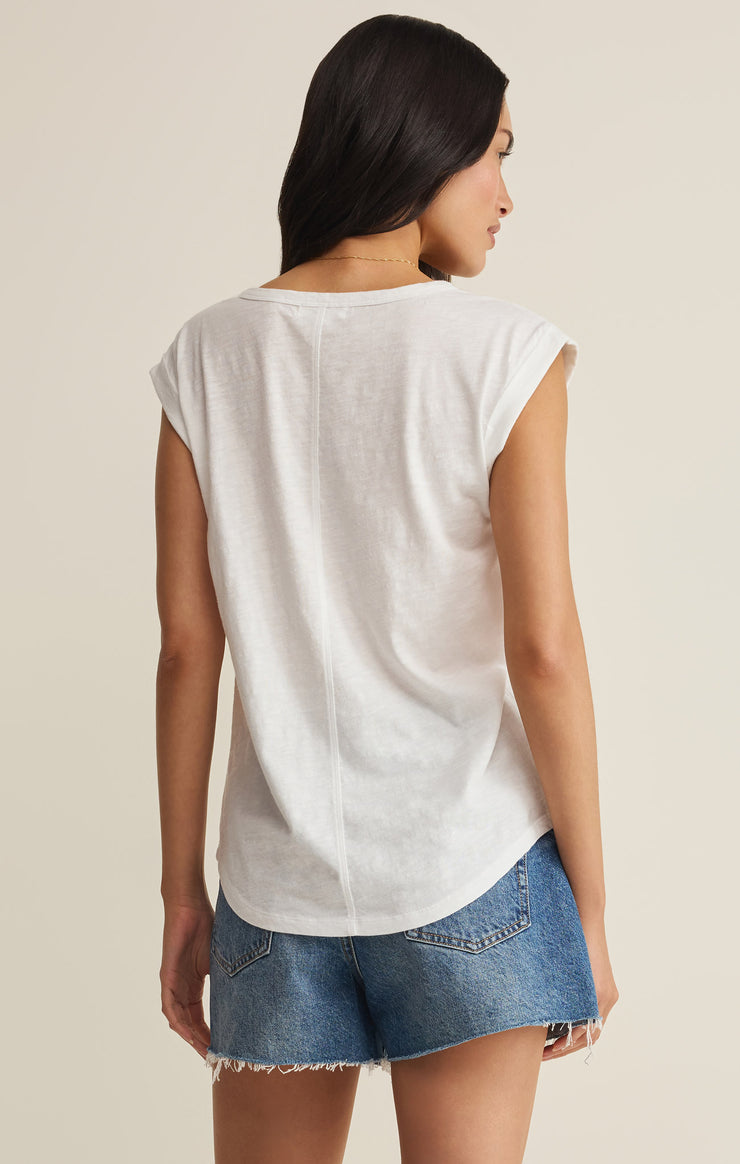 Tops Per Diem V-Neck Tee White