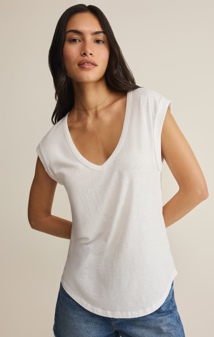 Tops Per Diem V-Neck Tee White
