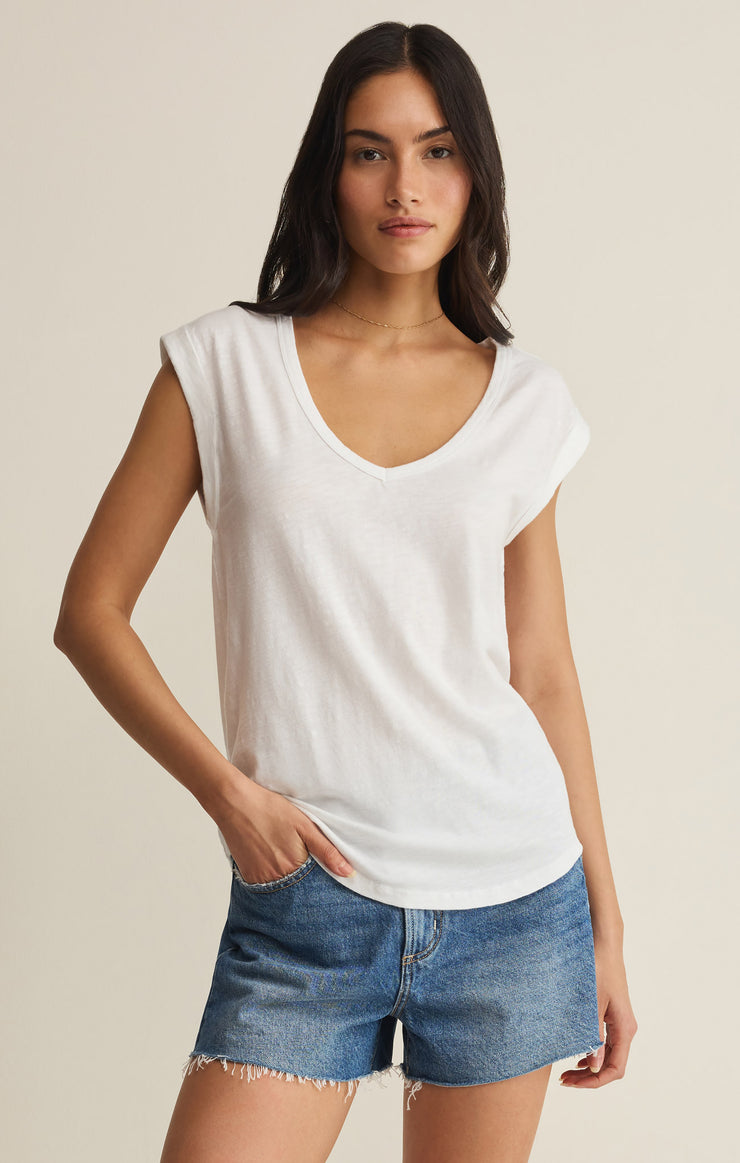Tops Per Diem V-Neck Tee White