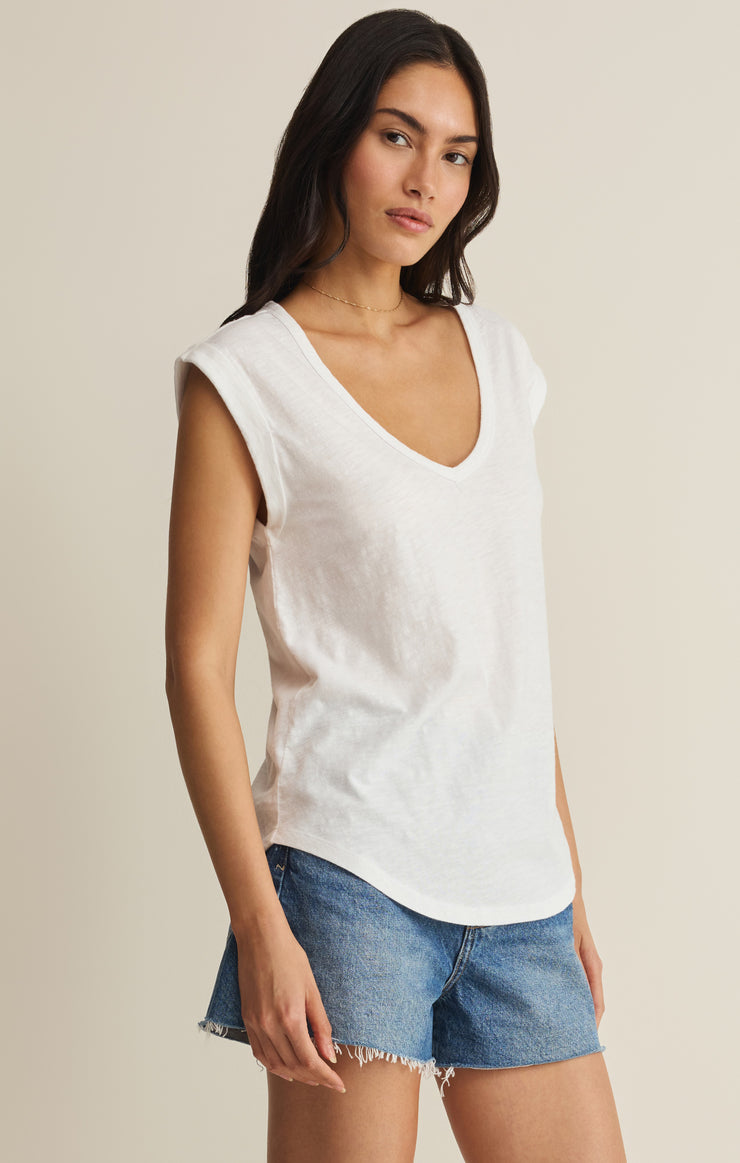 Tops Per Diem V-Neck Tee White