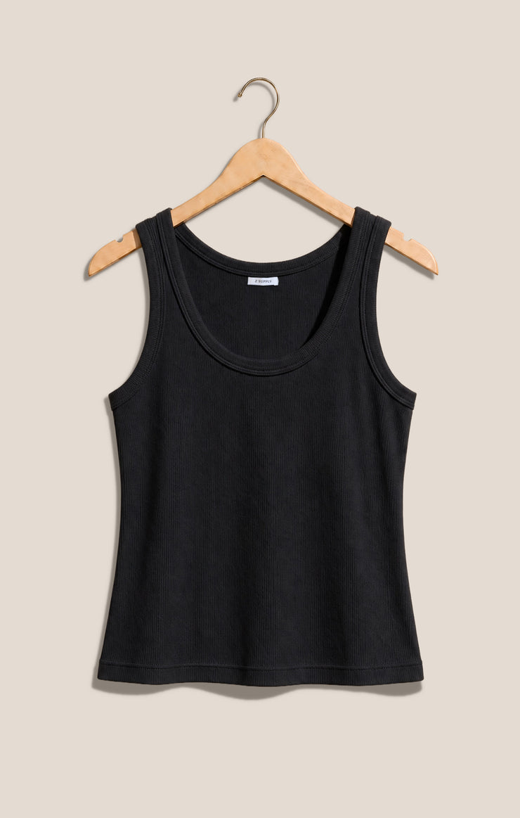 Tops Rowe Rib Scoop Tank Black