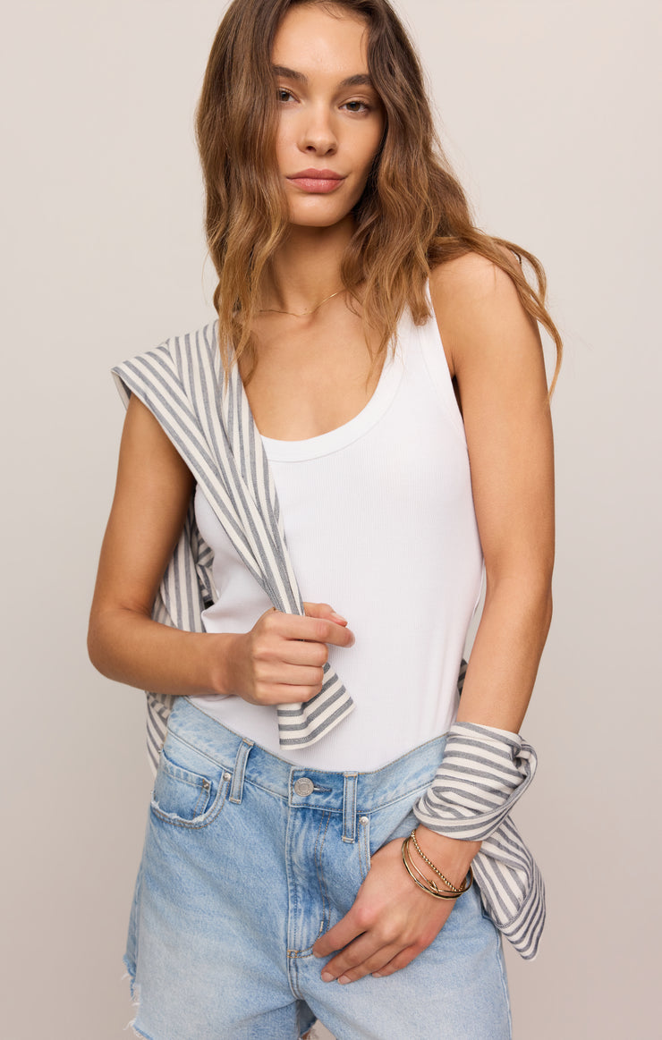 Tops Rowe Rib Scoop Tank White
