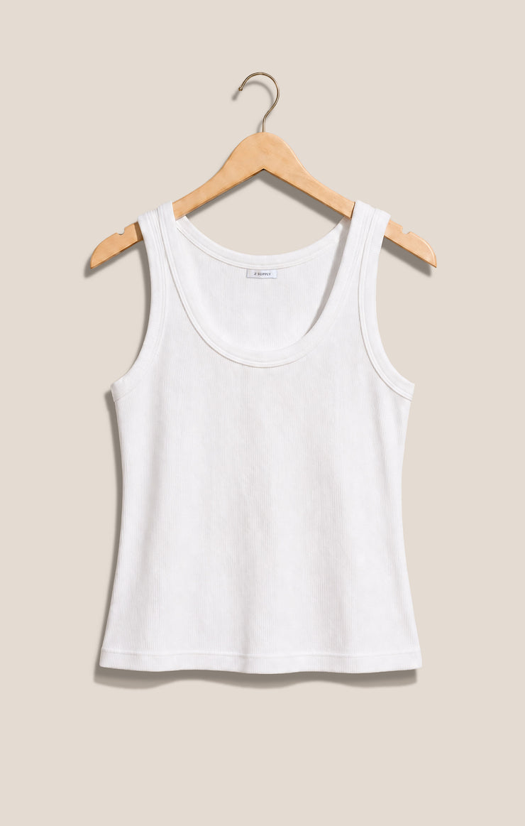 Tops Rowe Rib Scoop Tank White