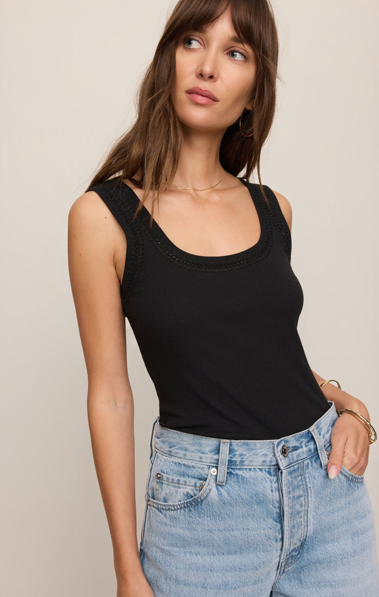 Tops Larkin Whipstitch Tank Black