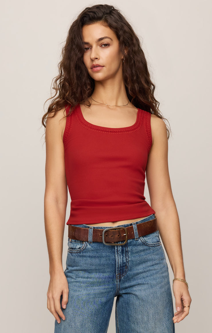 Tops Larkin Whipstitch Tank Chili Pepper