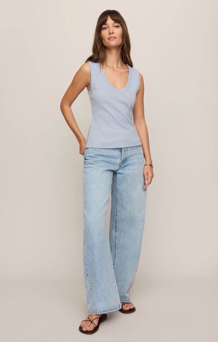 Tops Ellie Rib V-Neck Tank Skyline