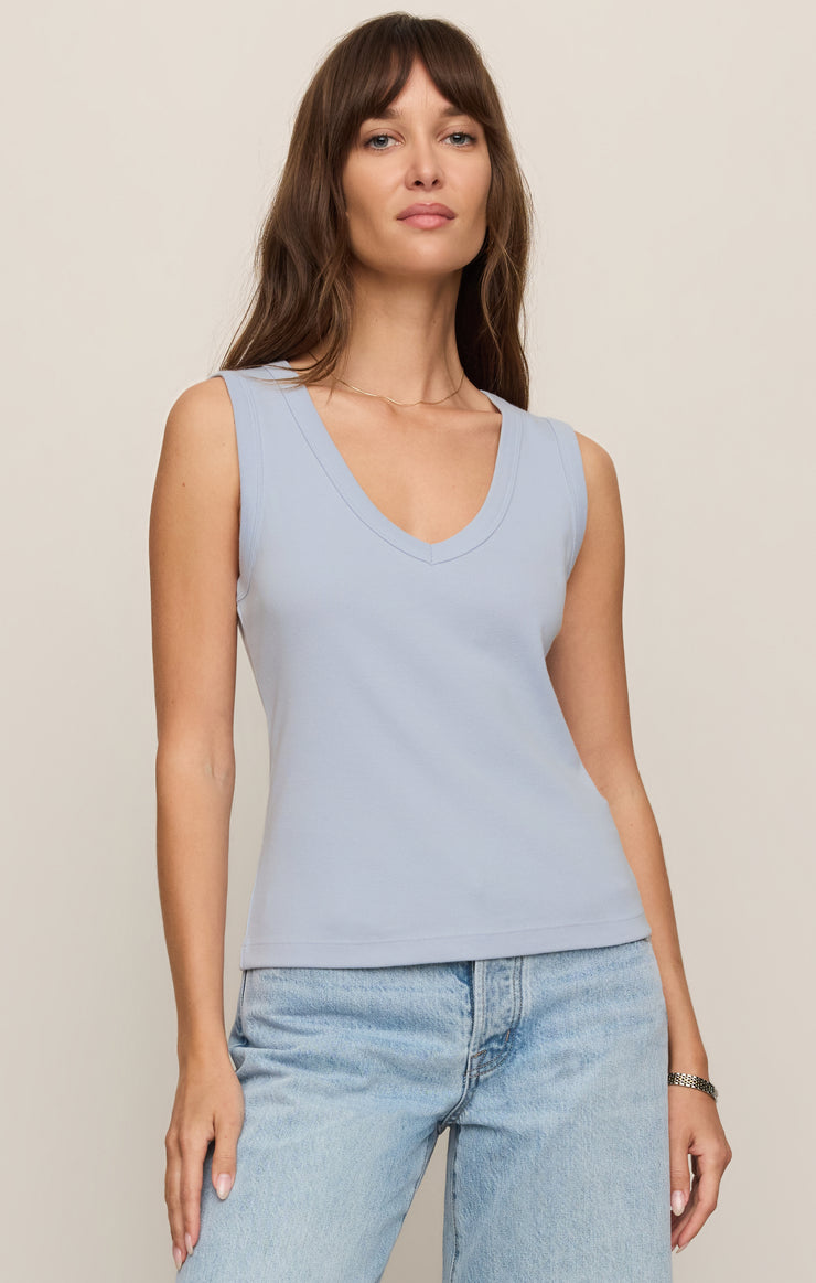 Tops Ellie Rib V-Neck Tank Skyline