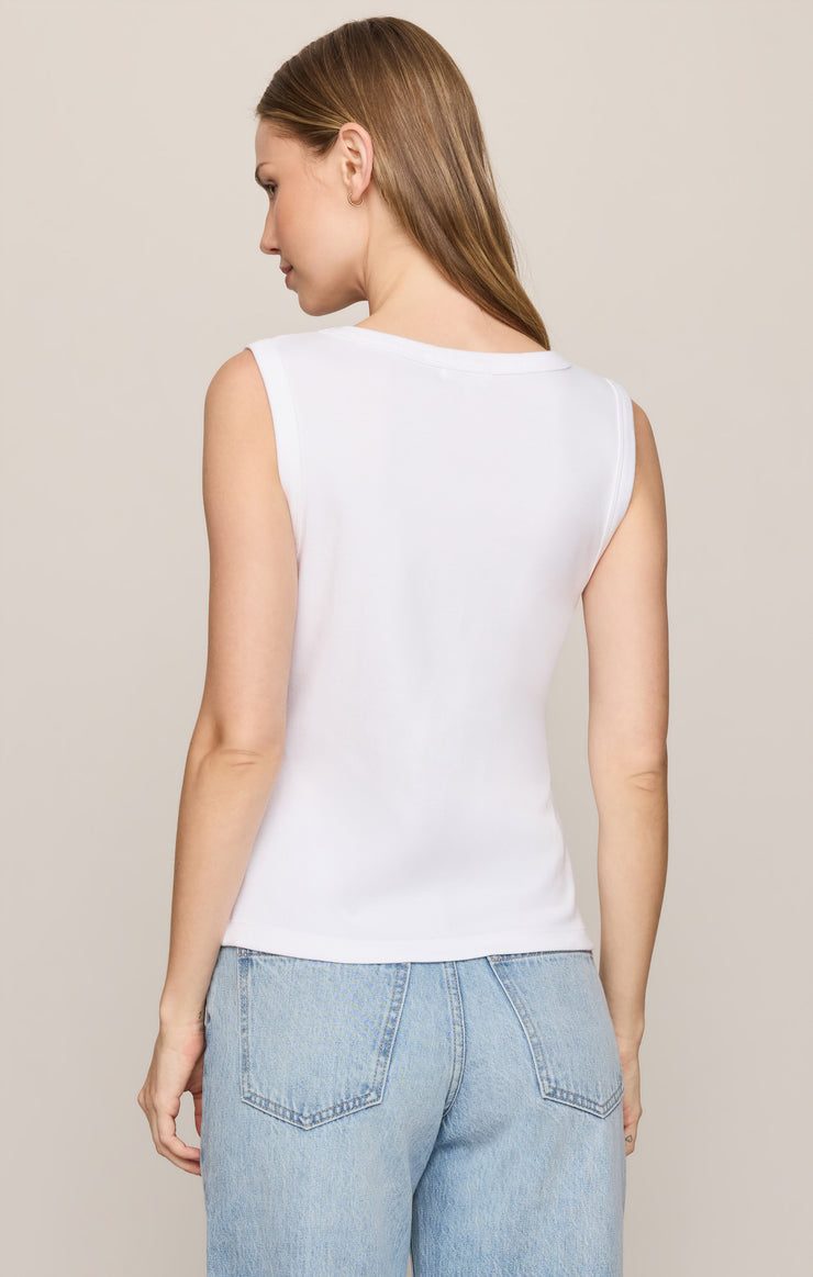 Tops Ellie Rib V-Neck Tank White