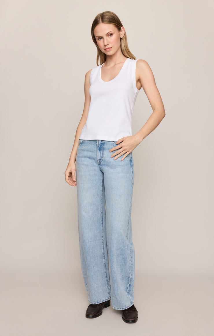 Tops Ellie Rib V-Neck Tank White