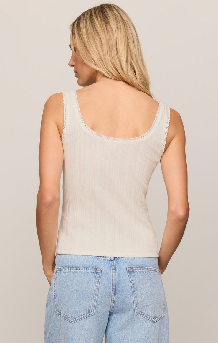 Tops Lainey Pointelle Button Front Tank Cloud