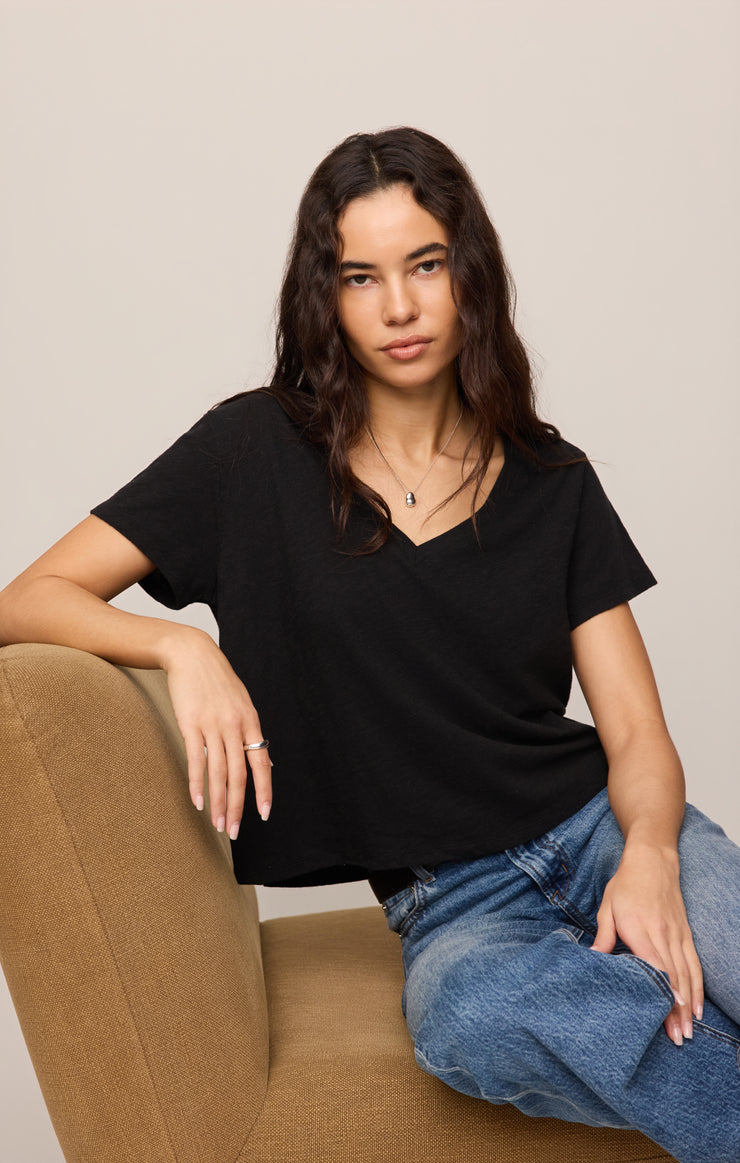 Tops Nomad Slub V-Neck Tee Black