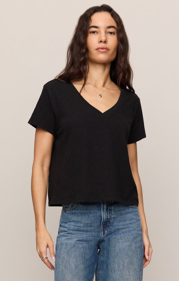 Tops Nomad Slub V-Neck Tee Black