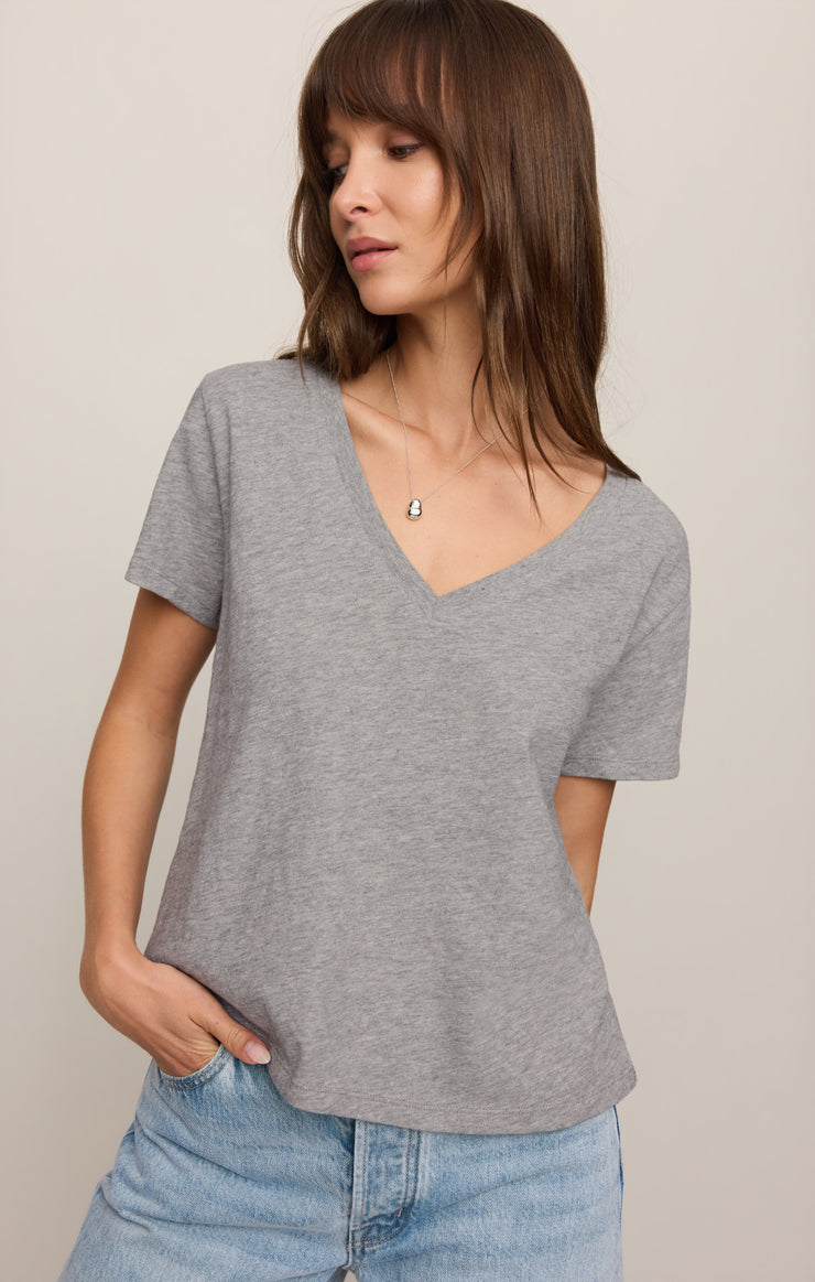 Tops Nomad Slub V-Neck Tee Classic Heather Grey