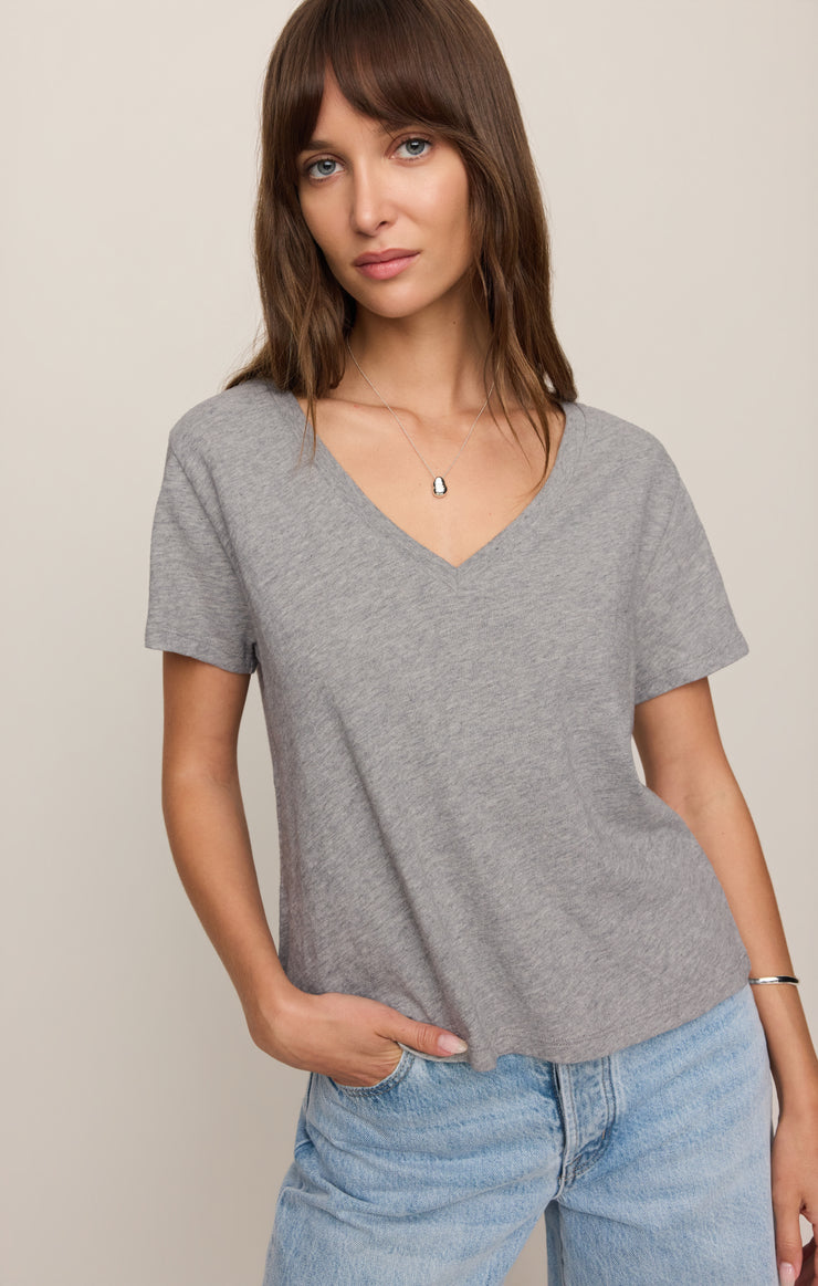 Tops Nomad Slub V-Neck Tee Classic Heather Grey