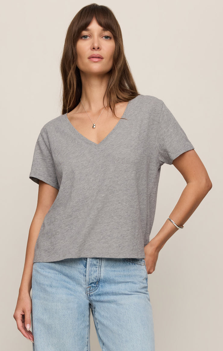 Tops Nomad Slub V-Neck Tee Classic Heather Grey