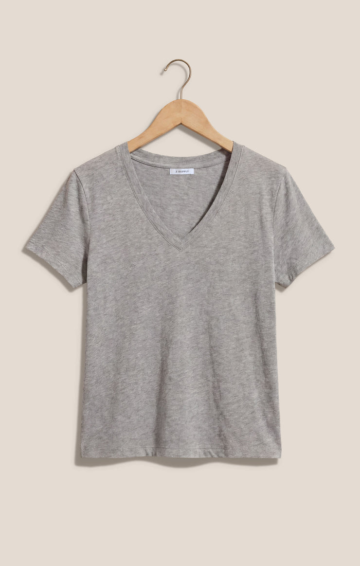 Tops Nomad Slub V-Neck Tee Classic Heather Grey