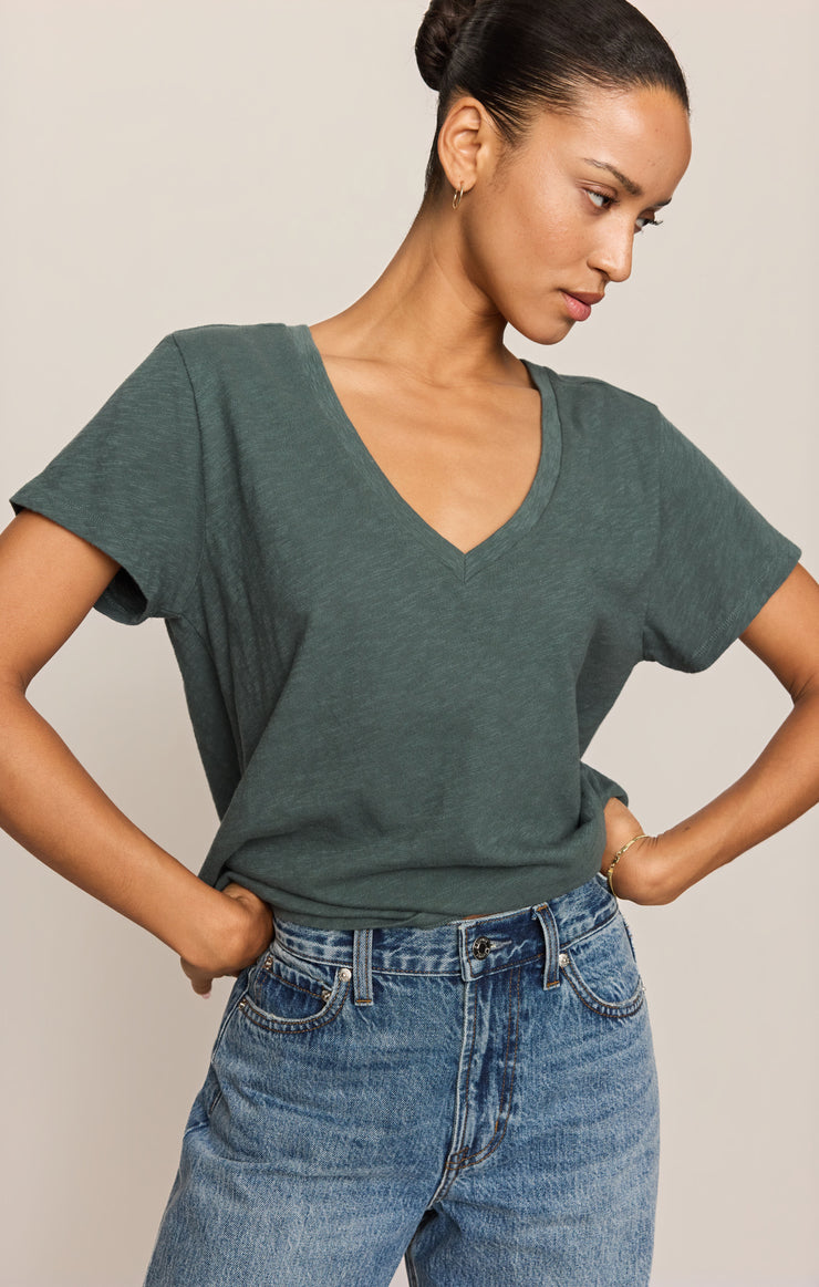 Tops Nomad Slub V-Neck Tee Emerald Cove