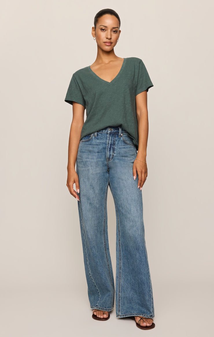 Tops Nomad Slub V-Neck Tee Emerald Cove