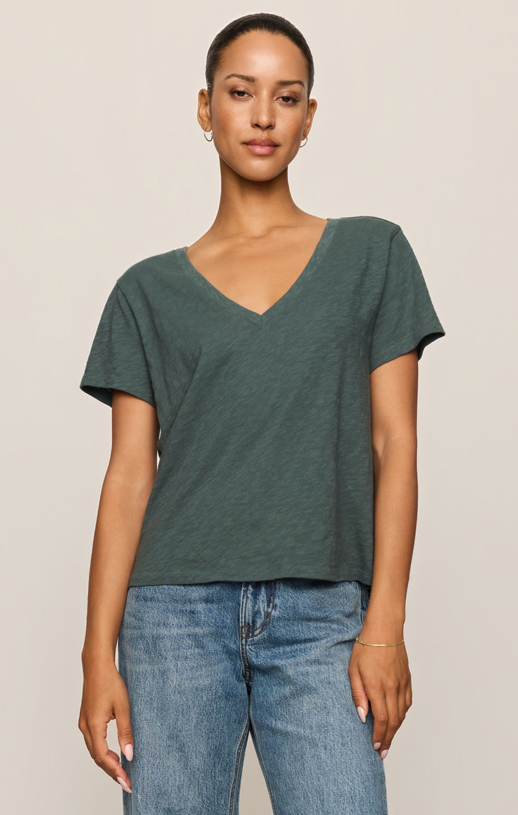 Tops Nomad Slub V-Neck Tee Emerald Cove