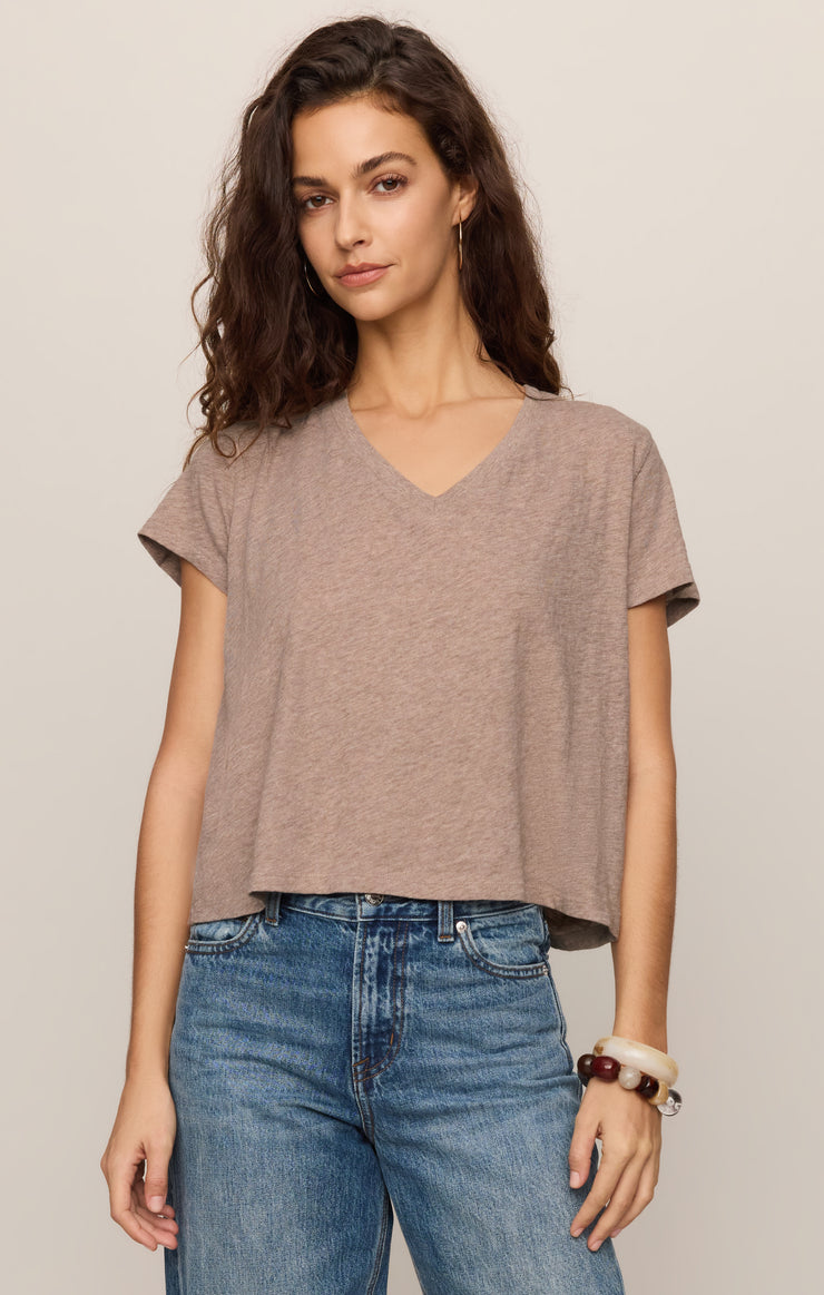 Tops Nomad Slub V-Neck Tee Heather Ash