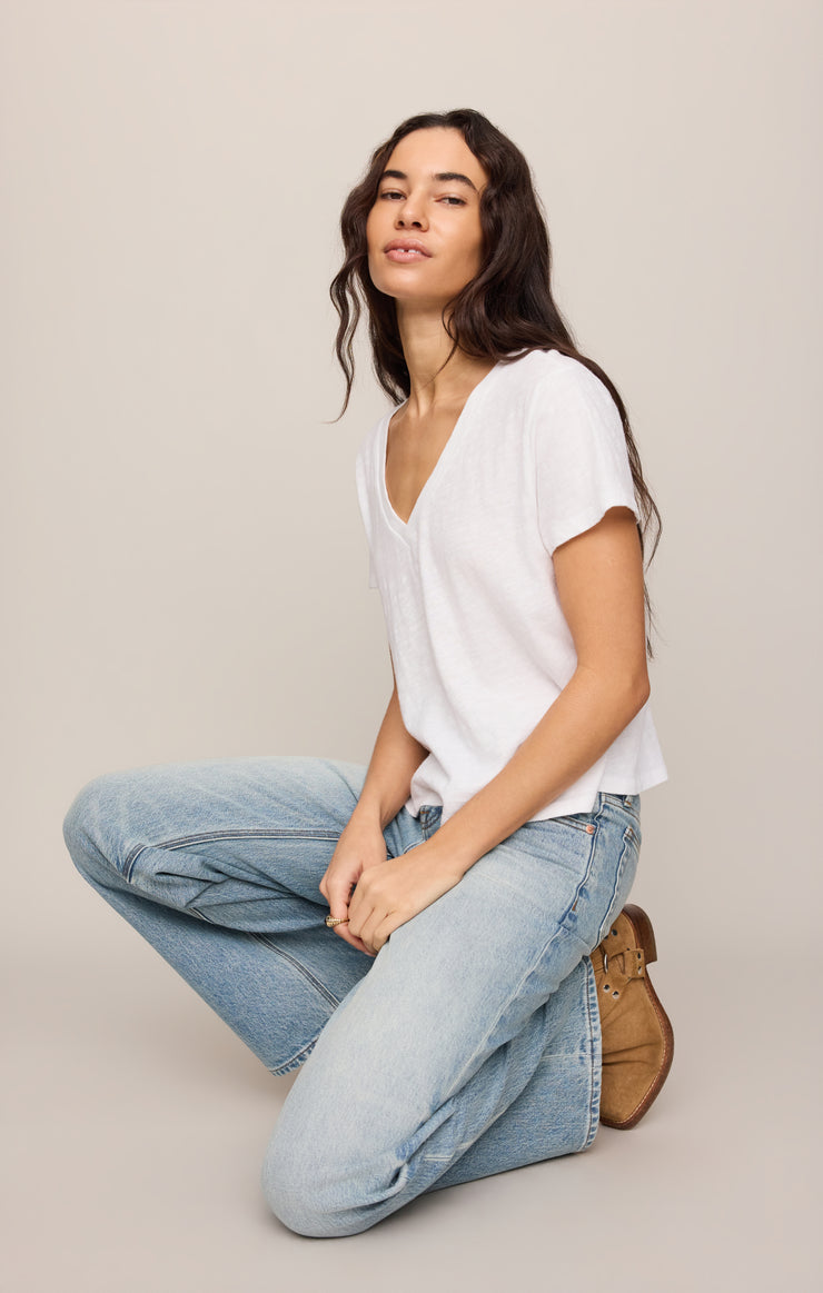 Tops Nomad Slub V-Neck Tee White