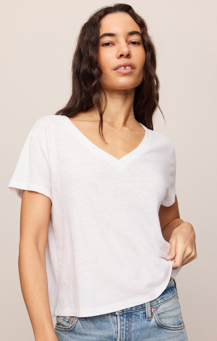 Tops Nomad Slub V-Neck Tee White