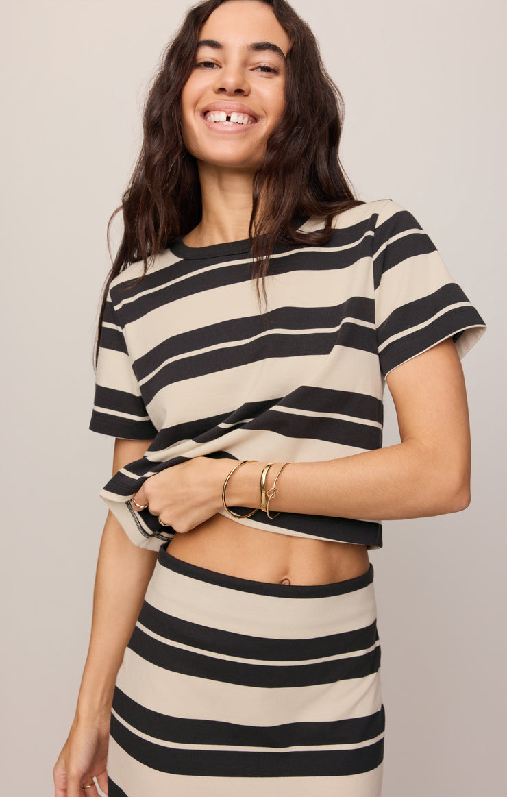 Tops Stellan Striped Jersey Tee Ash Black