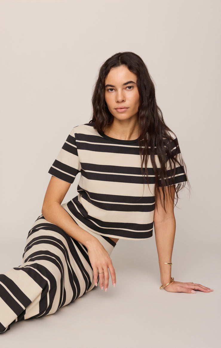 Tops Stellan Striped Jersey Tee Ash Black