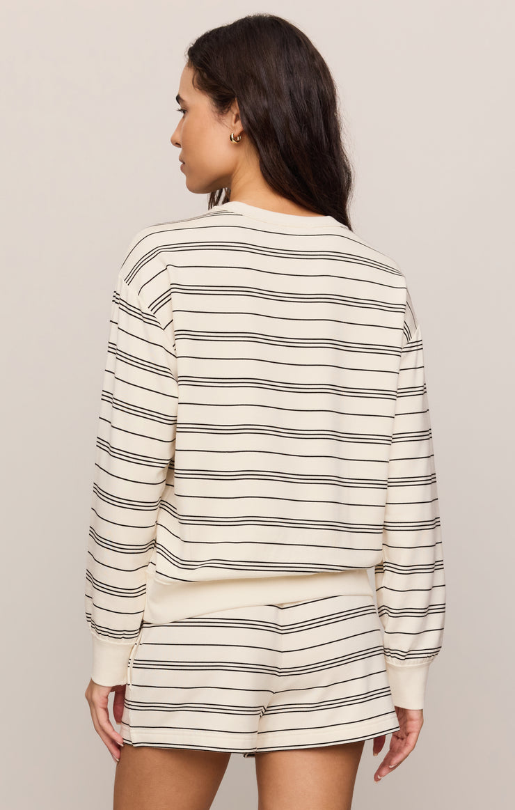 Tops Stand Out Striped Fleece Sweatshirt Cloud