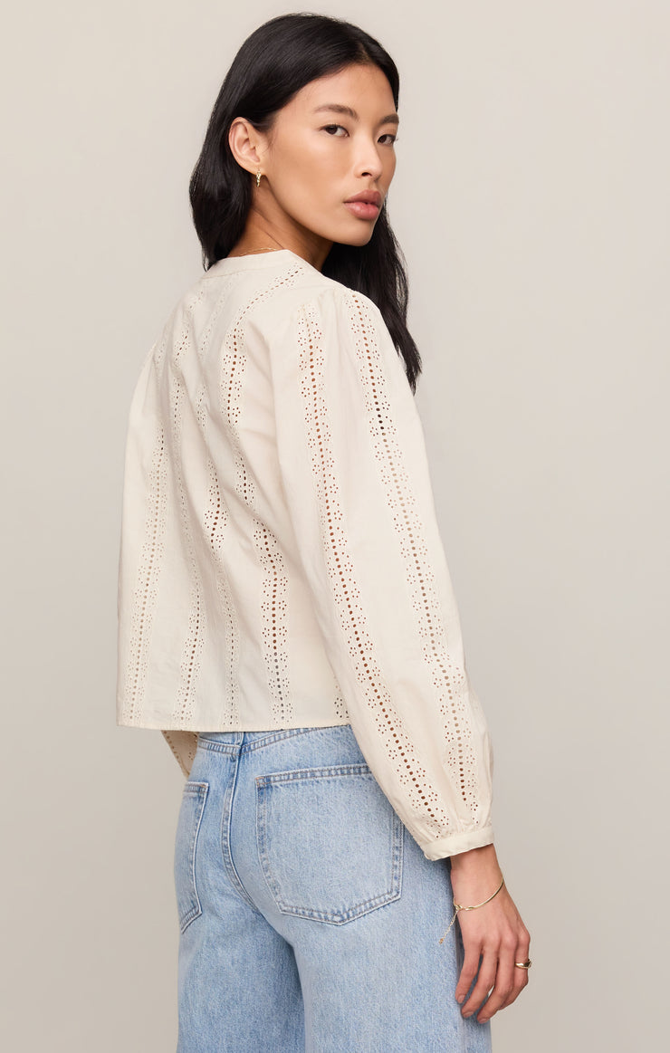 Tops Louella Embroidered Button Up Top Cloud