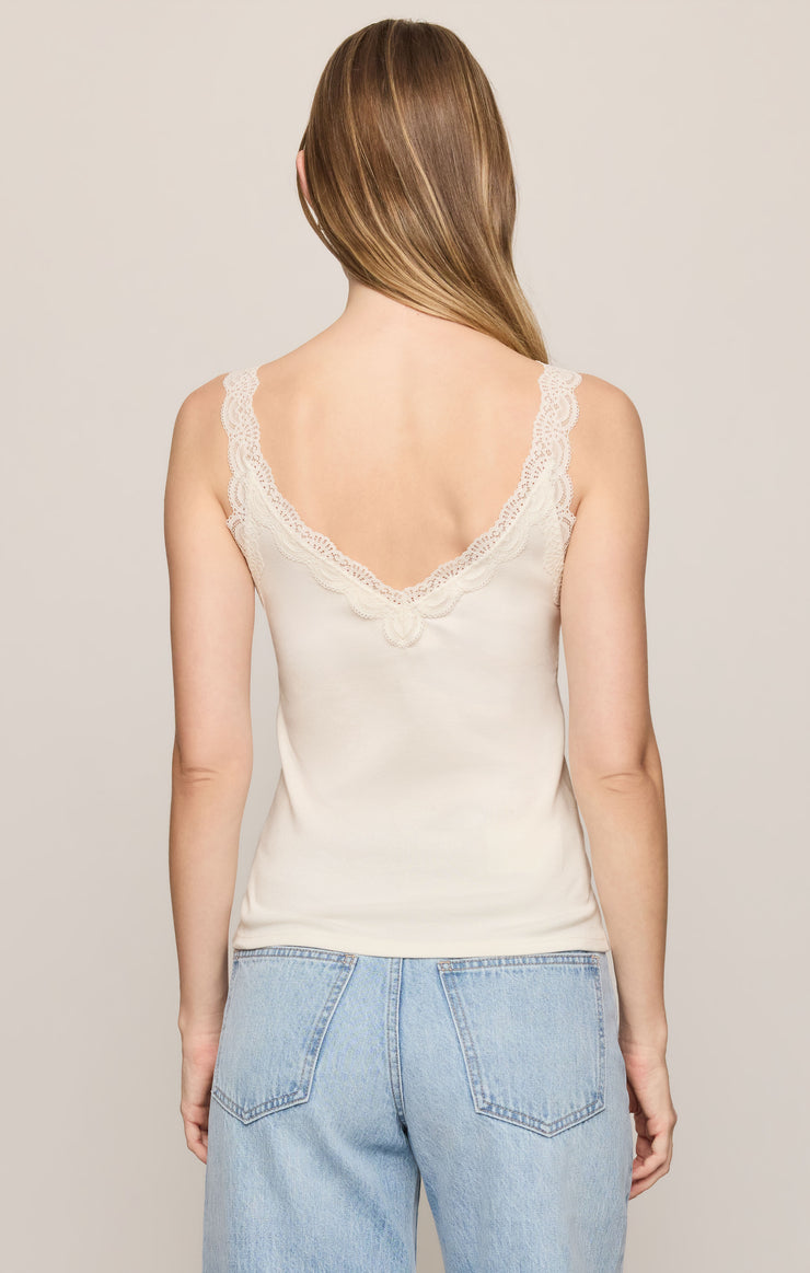 Tops Eve Lace Trim Tank Sandstone
