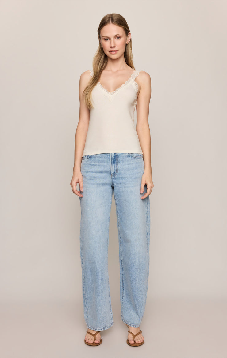 Tops Eve Lace Trim Tank Sandstone