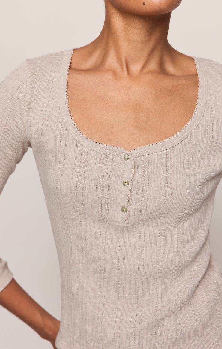 Audri Pointelle Henley Top