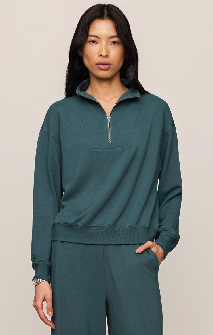 Tops Gate Check Sweatshirt Emerald Cove