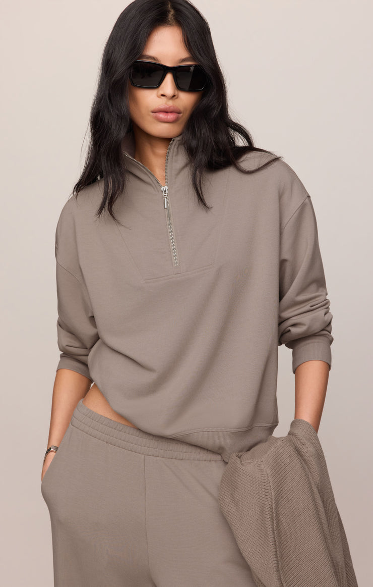 Tops Gate Check Sweatshirt Wild Mushroom