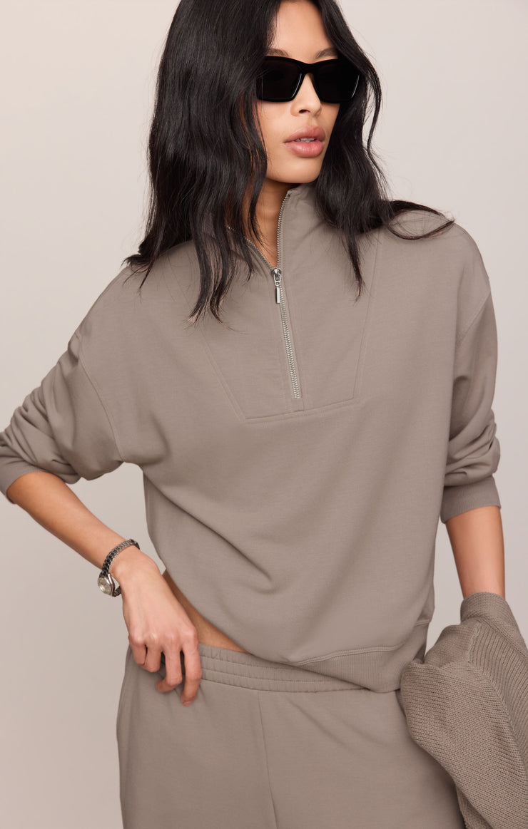 Tops Gate Check Sweatshirt Wild Mushroom