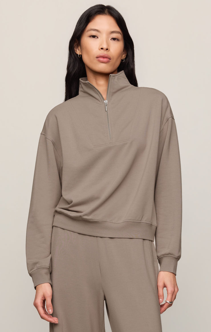 Tops Gate Check Sweatshirt Wild Mushroom