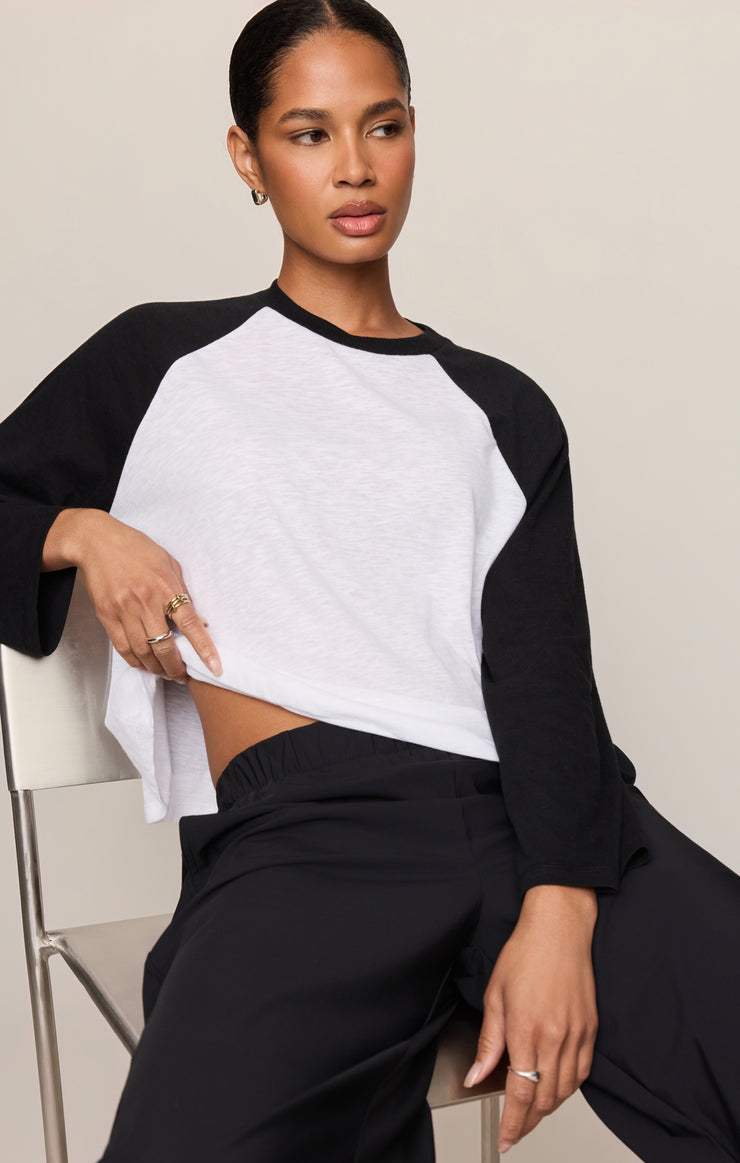 Tops Classic Slub Baseball Tee Black