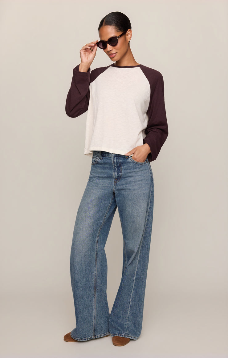 Tops Classic Slub Baseball Tee Berry Noir