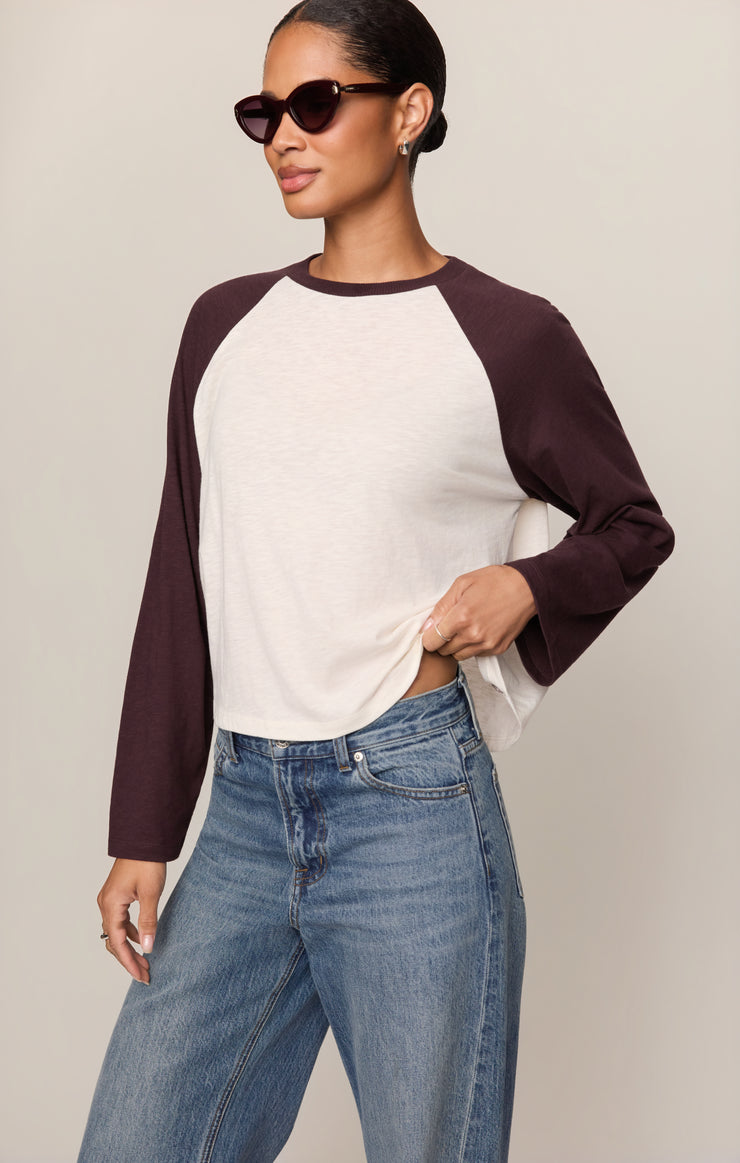 Tops Classic Slub Baseball Tee Berry Noir