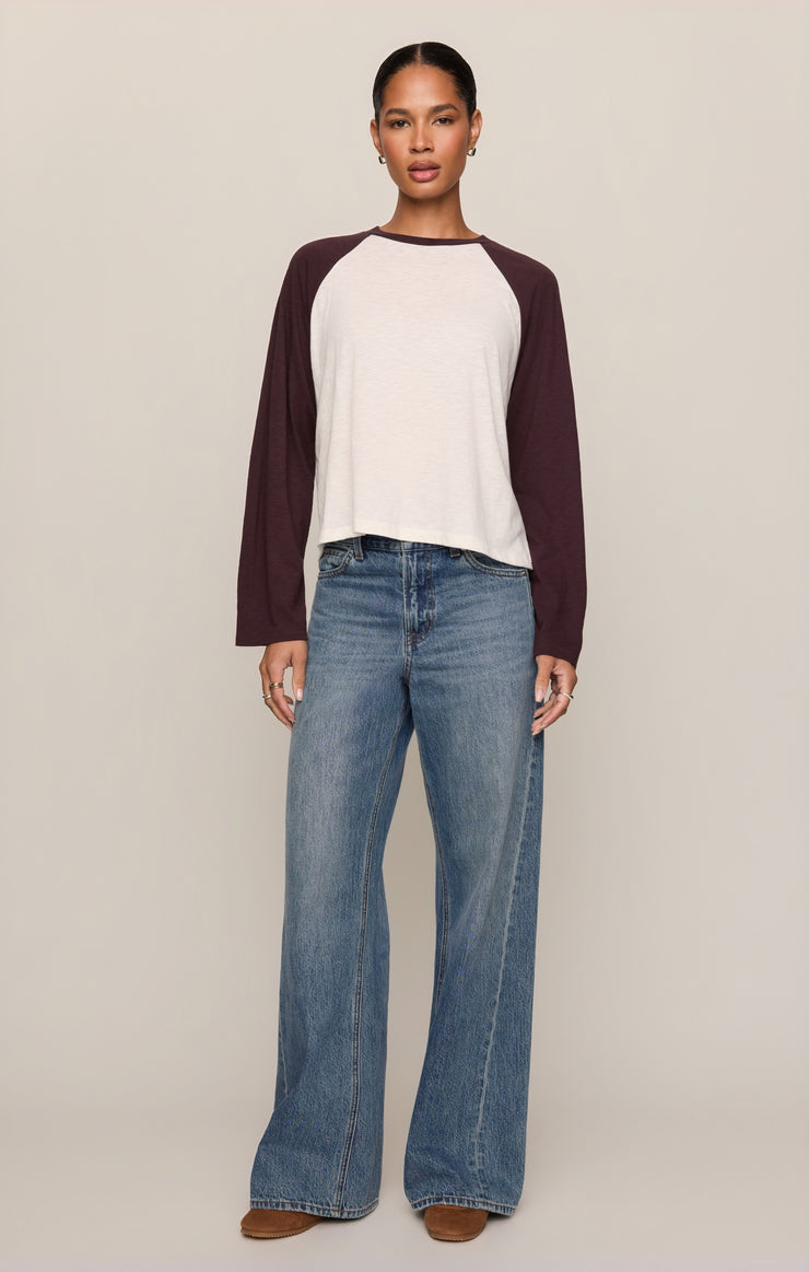 Tops Classic Slub Baseball Tee Berry Noir