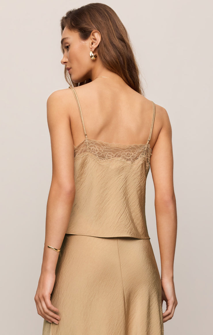 Tops Kori Lace Trim Cami Toast